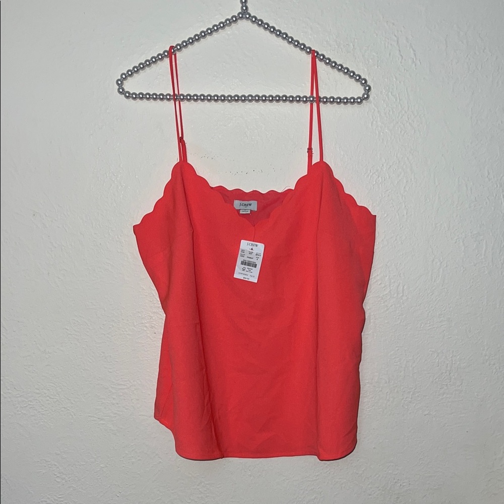 J crew 8 Scalloped Cami nwt bright salmon pink - Picture 3 of 3